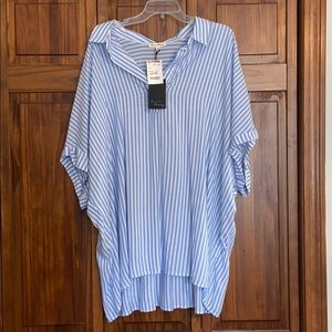 Jane and Delancey Stripped Short Sleeve Blouse